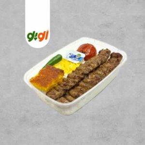 چلو کباب کوبیده دو سیخ